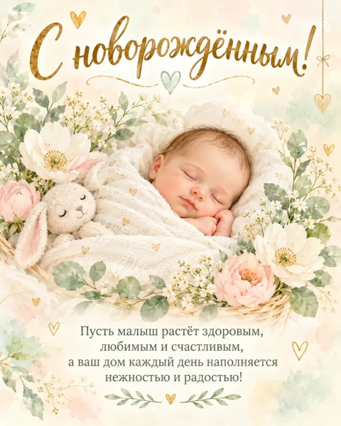 С новорожденным!