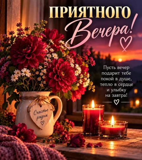 Пусть вечер подарит тебе покой в душе, тепло в сердце и улыбку на завтра!