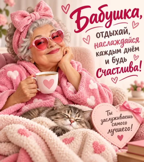 Бабушка, отдыхай, наслаждайся каждым днём и будь счастлива!
