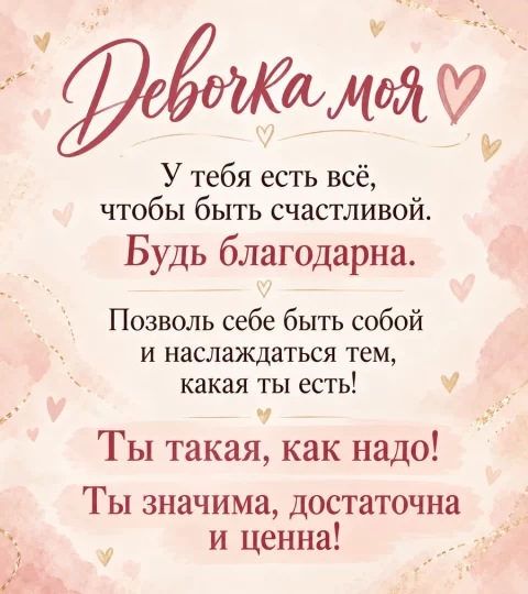 У тебя есть всё, чтобы быть счастливой.
