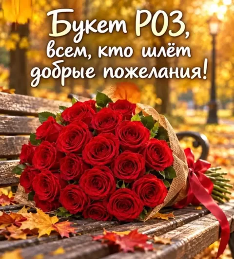 Букет роз всем, кто шлёт добрые пожелания!