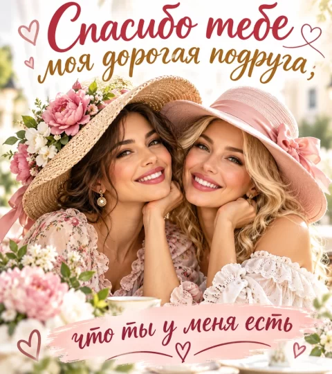 Спасибо тебе, моя дорогая подруга, что ты у меня есть