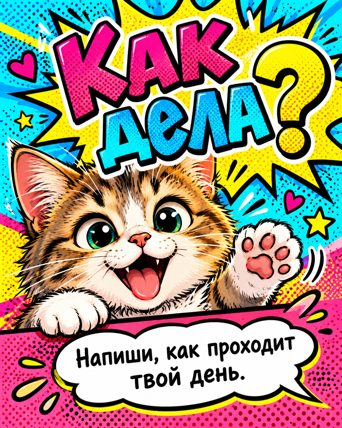 Как дела? Напиши, как проходит твой день.