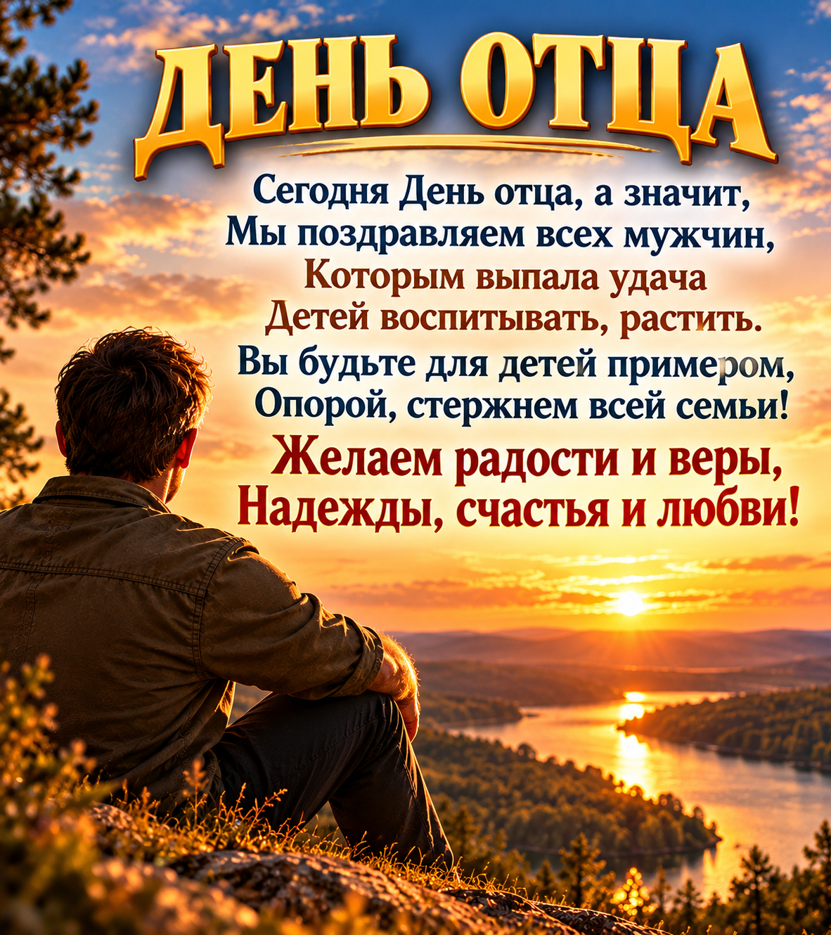 Сегодня День отца, а значит, Мы поздравляем всех мужчин, Которым выпала удача Детей воспитывать, растить.